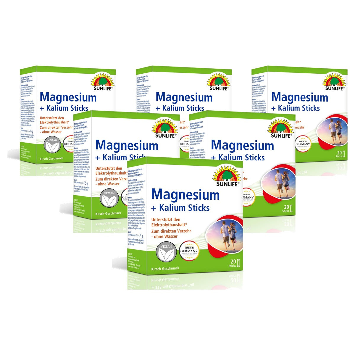 Sunlife Magnesium & Kalium Sticks Kersensmaak 20 st - 6-pack