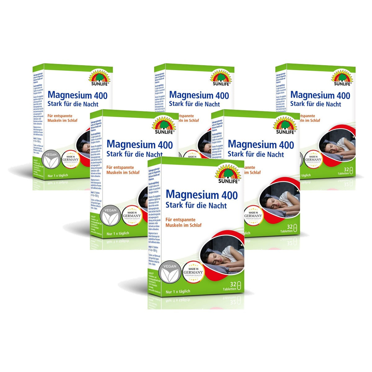 Sunlife Magnesium 400 mg Nachttabletten met Melisse 32 st - 6-pack