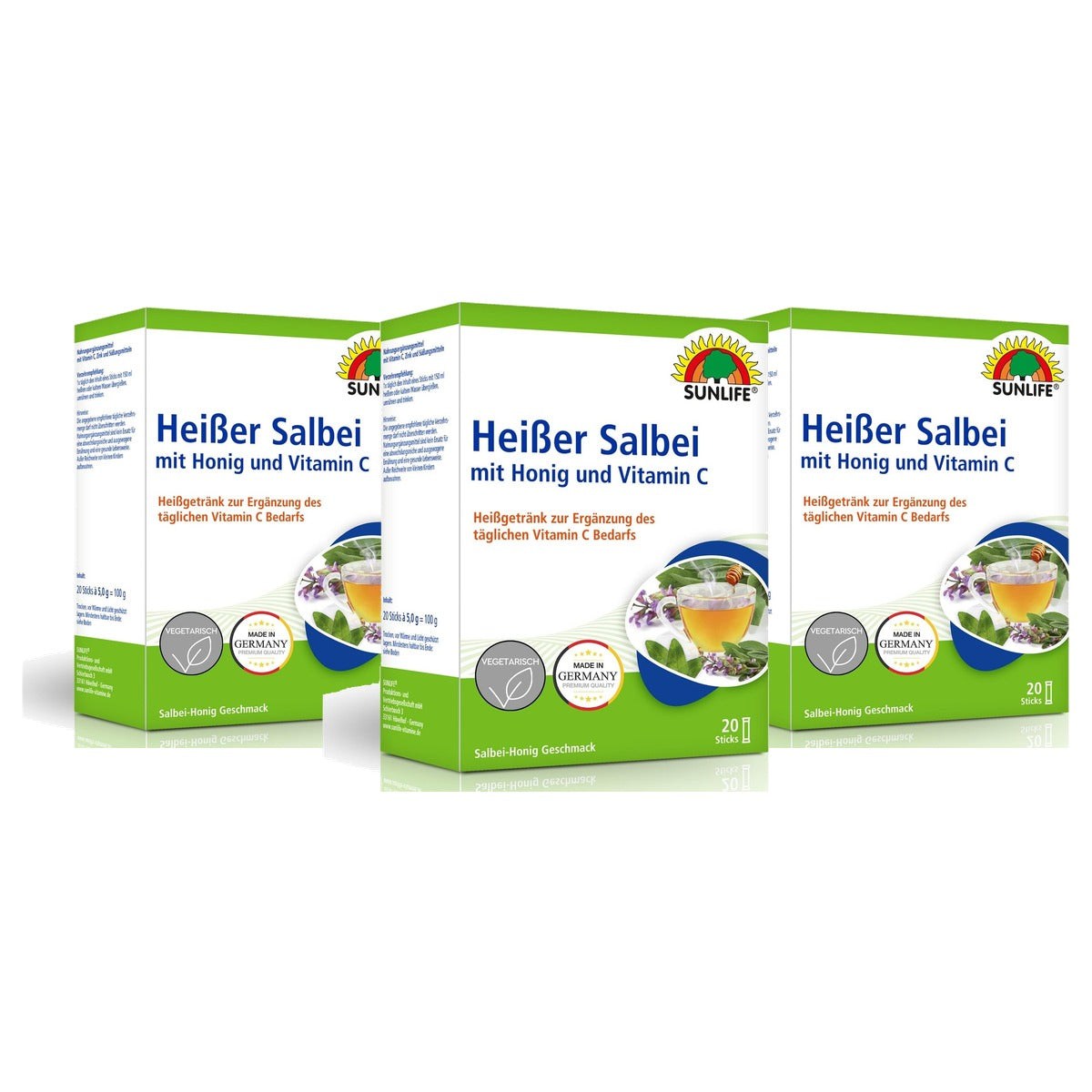 Sunlife Warme Salie met Honing en Vitamine C 1 x 20 Sticks - 3-pack