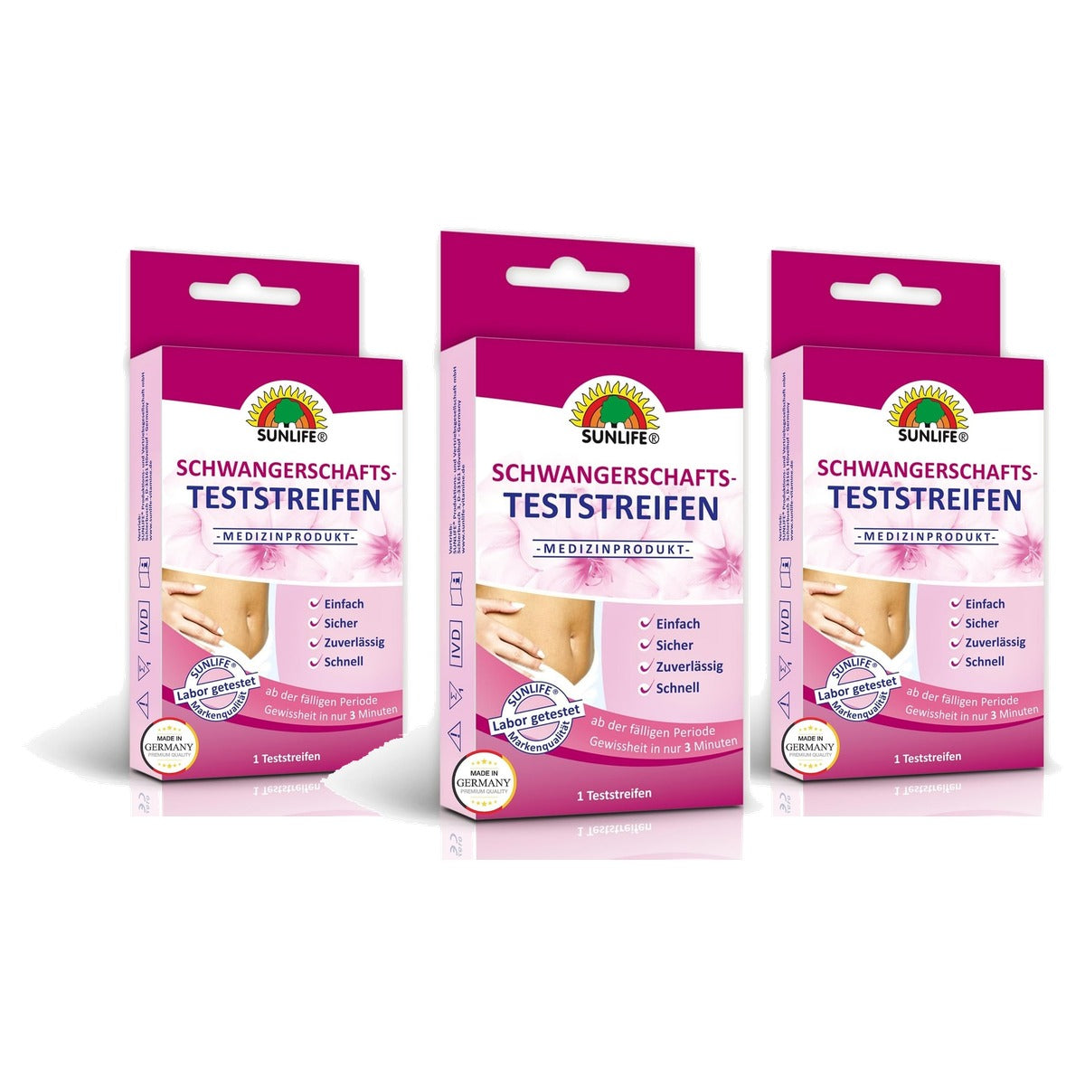 Sunlife Zwangerschapstest hCG Urinetest 99% Nauwkeurig 1 Teststrip - 3-pack