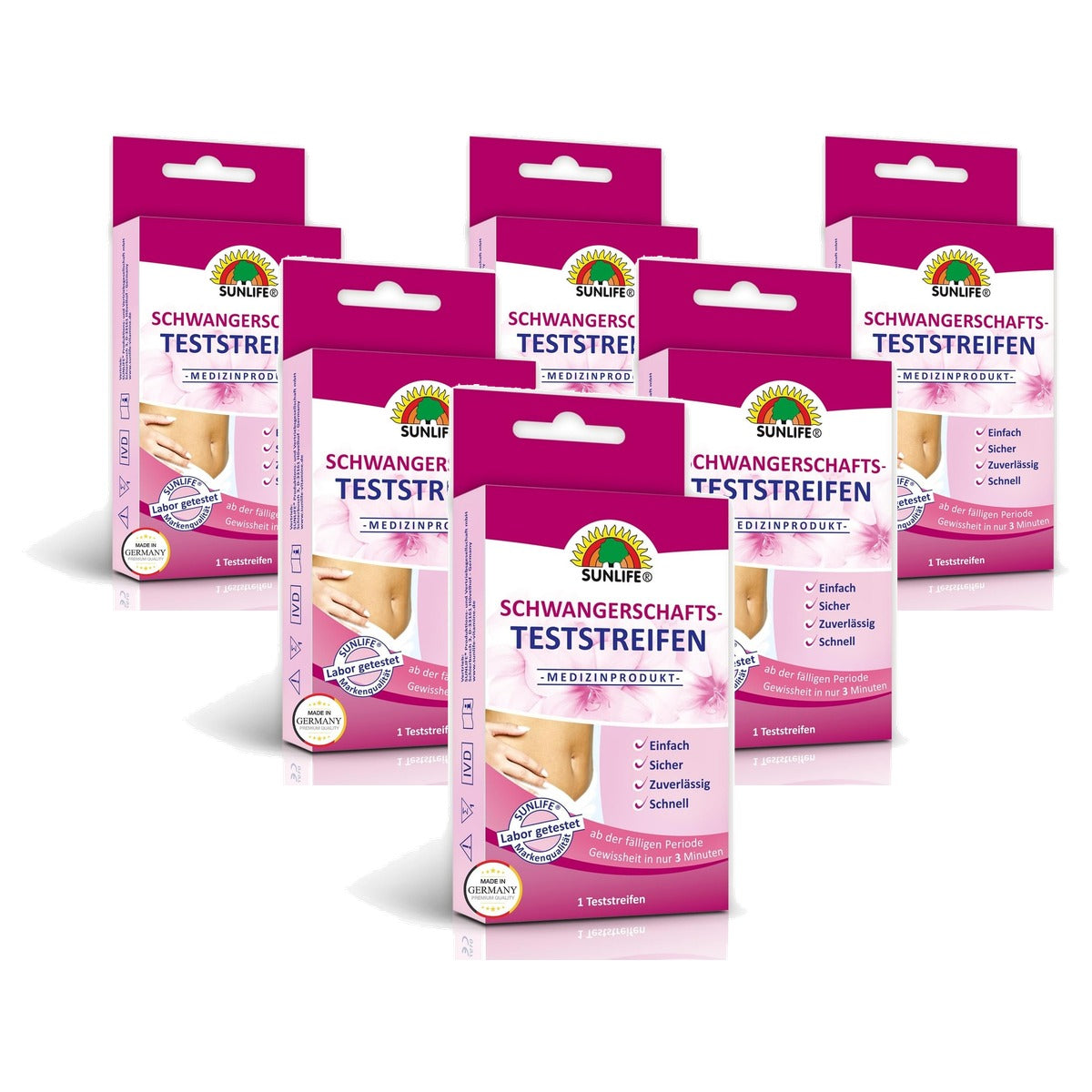 Sunlife Zwangerschapstest hCG Urinetest 99% Nauwkeurig 1 Teststrip - 6-pack