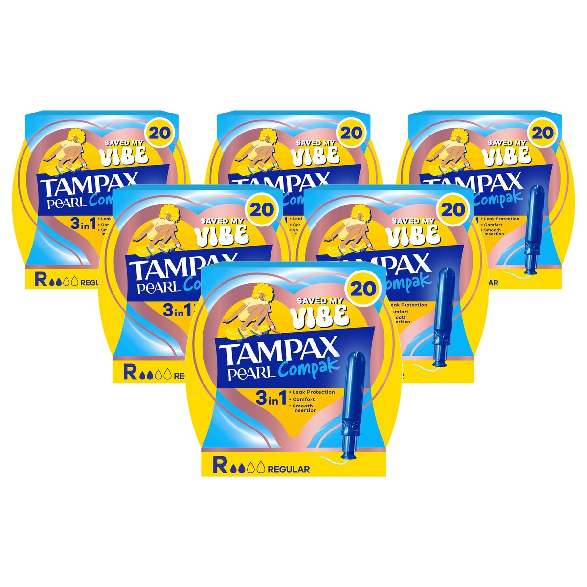 Tampax Compak Pearl Regular (16 tampons) 6 x 1 stuks - Voordeelverpakking