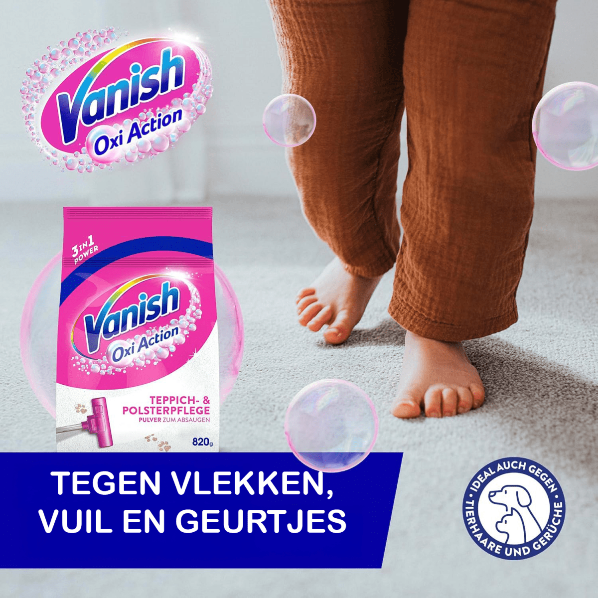 Vanish Oxi Action Tapijtreiniger - Poeder - 1 x 820g - Vlekkenreiniger - Vlekkenverwijderaar door My Store nu bij Huishoudvoordeel