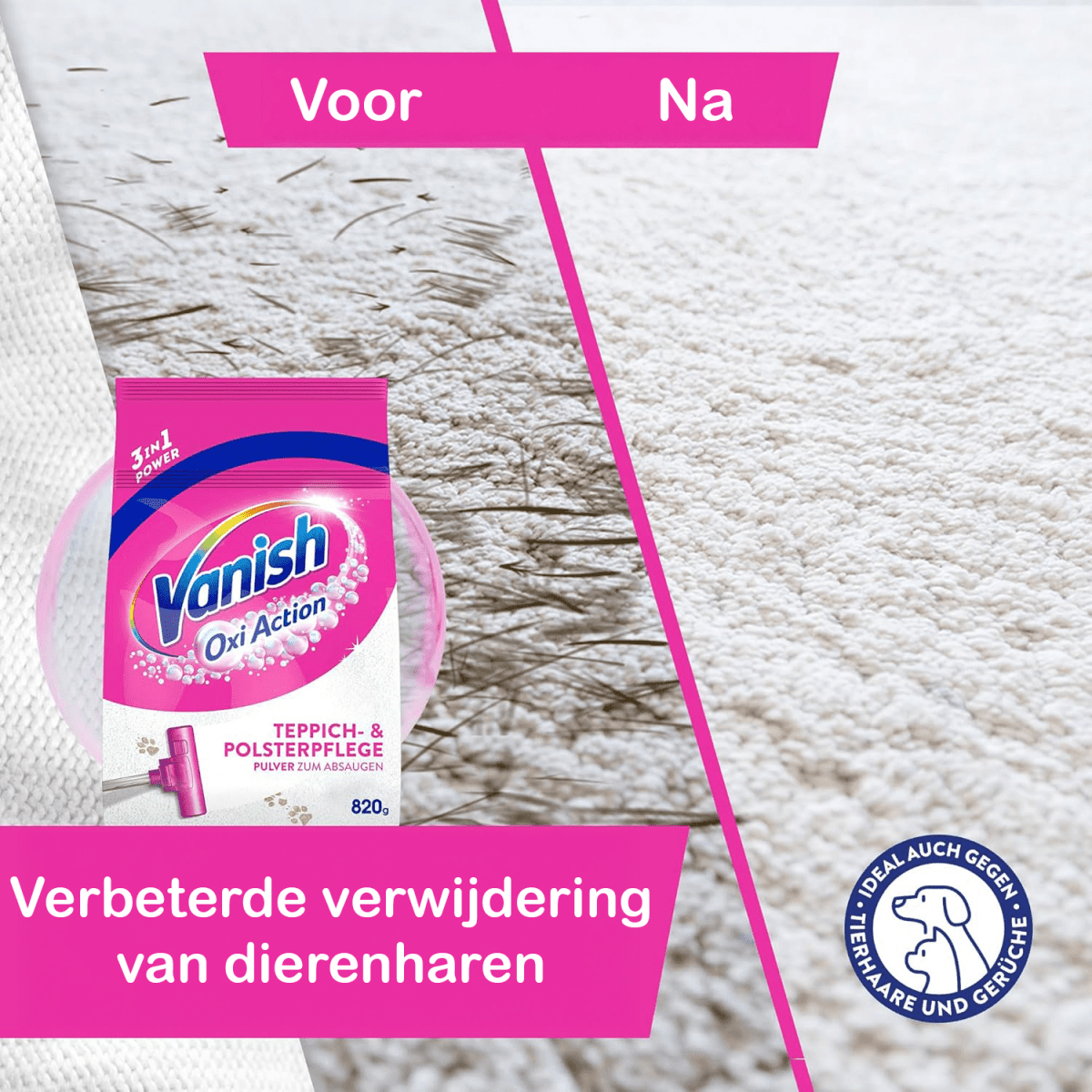 Vanish Oxi Action Tapijtreiniger - Poeder - 1 x 820g - Vlekkenreiniger - Vlekkenverwijderaar door My Store nu bij Huishoudvoordeel