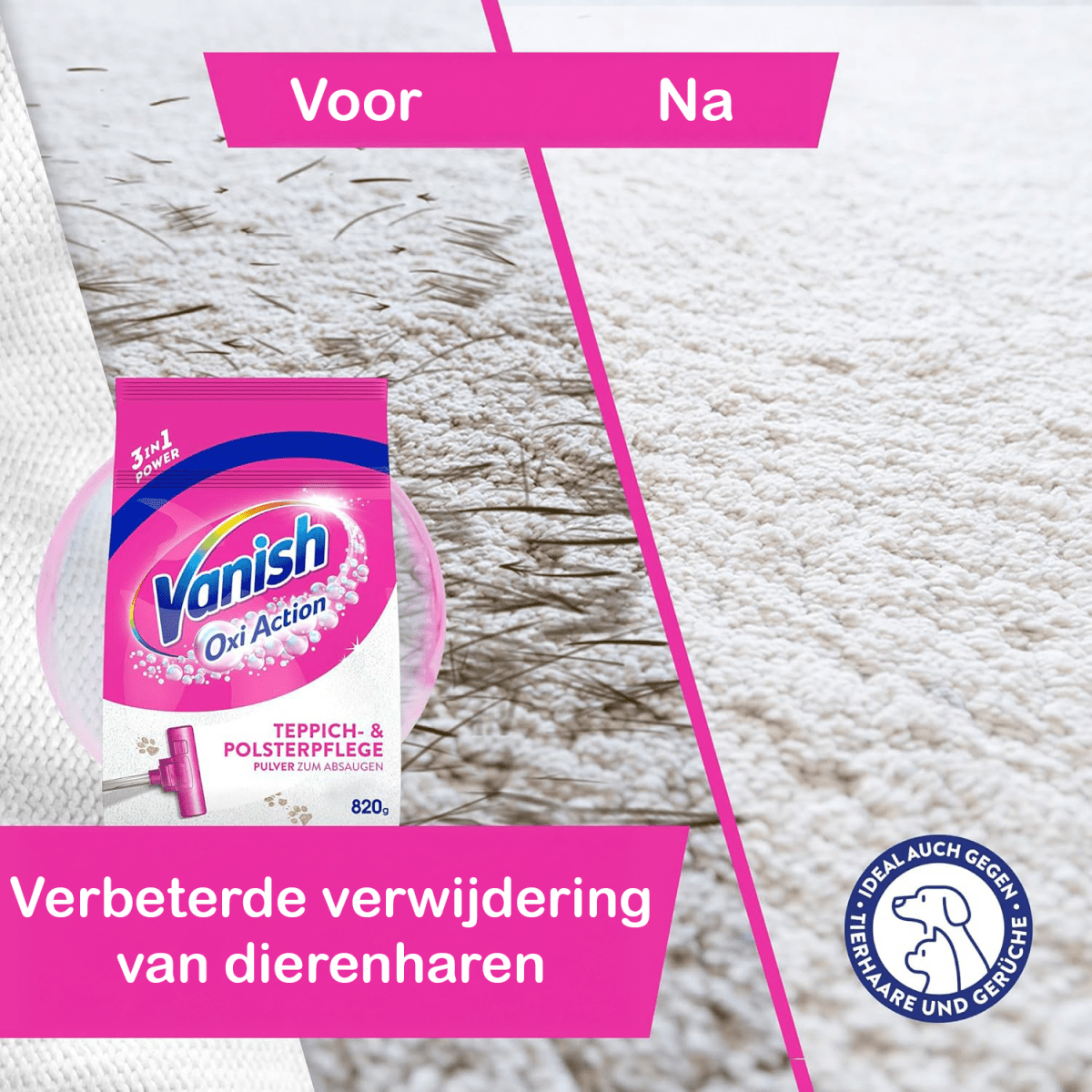 Vanish Oxi Action Tapijtreiniger - Poeder - 1 x 820g - Vlekkenreiniger - Vlekkenverwijderaar door My Store nu bij Huishoudvoordeel