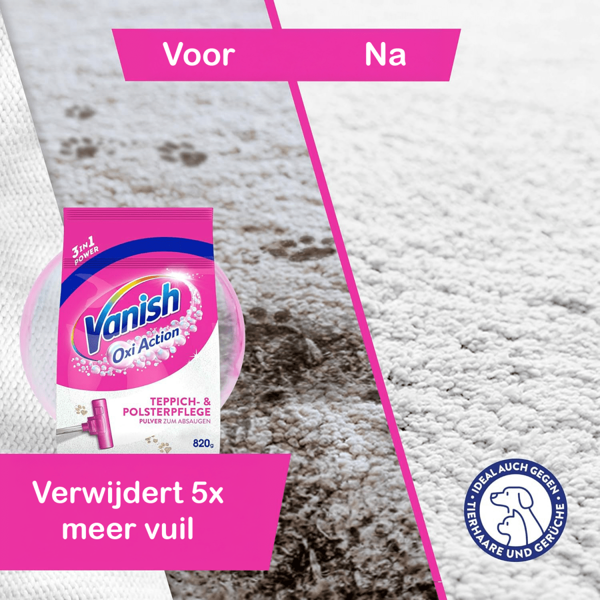 Vanish Oxi Action Tapijtreiniger - Poeder - 1 x 820g - Vlekkenreiniger - Vlekkenverwijderaar door My Store nu bij Huishoudvoordeel