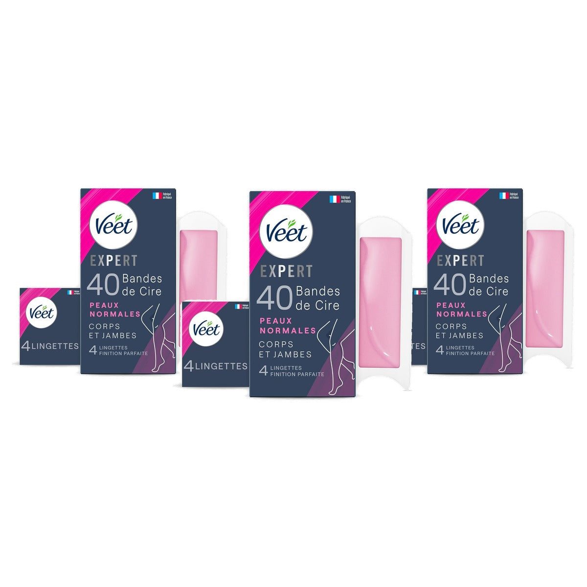 Veet Expert 40 koude wasstrips + 4 doekjes - 3-pack