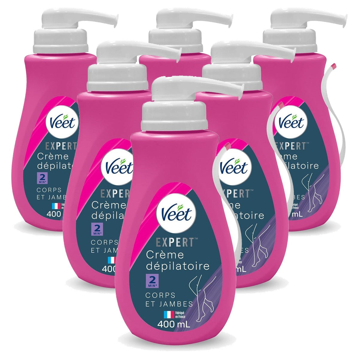 Veet Expert Ontharingscrème hardnekkig haar lichaam en benen 6 x 400 ml - Voordeelverpakking
