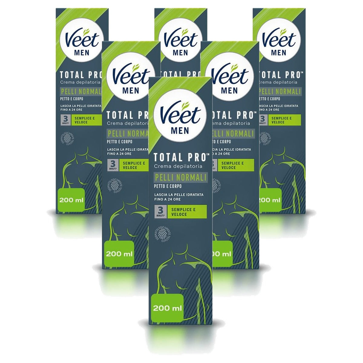 Veet Men Ontharingsgelcrème 6 x 200 ml - Voordeelverpakking