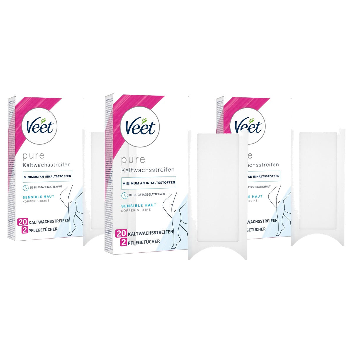 Veet Pure Koude Wasstrips Gevoelige Huid 20 toepassingen - 3-pack
