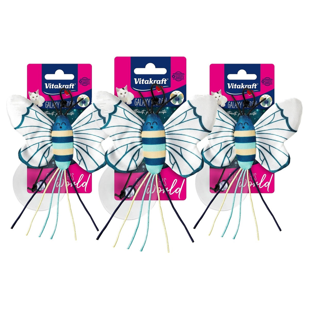 Vitakraft Galaxy Garden Vlinder Kattenspeelgoed met Kattenkruid (1 stuk) - 3-pack