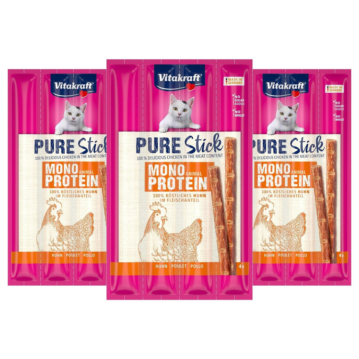 Vitakraft Pure Stick Kattensnack Kip 20 g - 3-pack