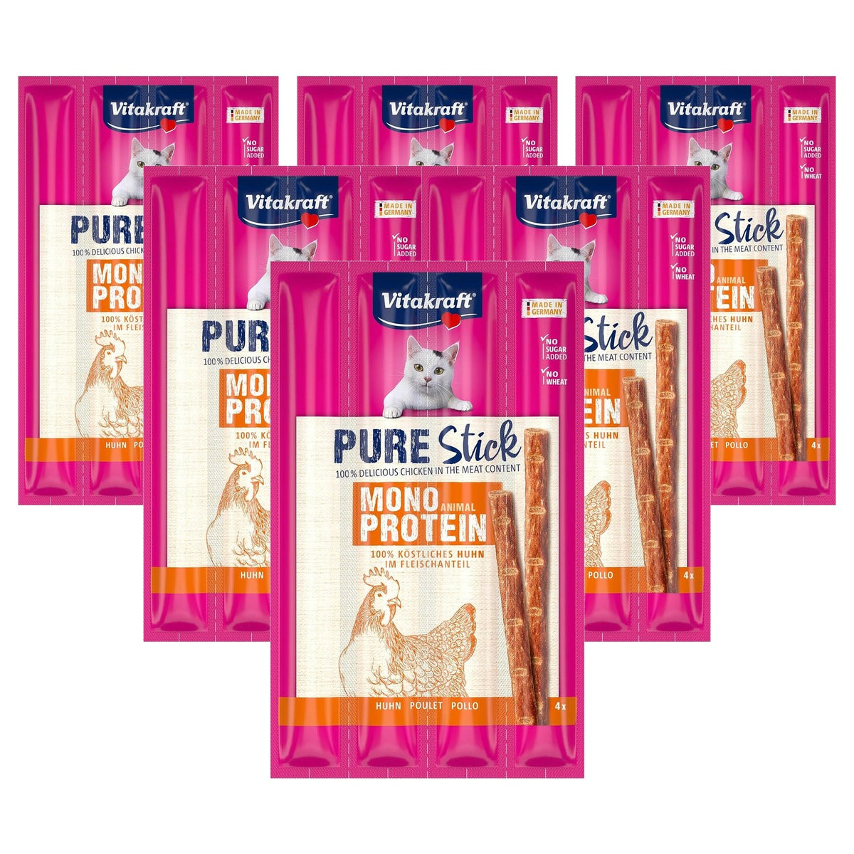 Vitakraft Pure Stick Kattensnack Kip 20 g - 6-pack