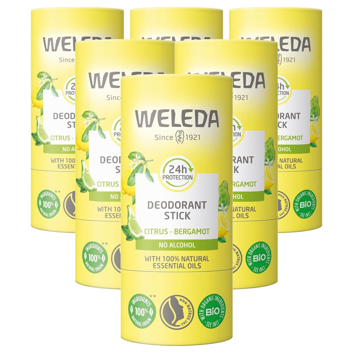 Weleda Bio 24h Deodorant Stick Citrus & Bergamot - 6-pack