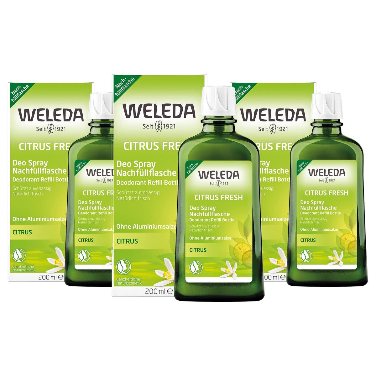 Weleda Citrus Fresh Deodorant Navulfles 200 ml - 3-pack