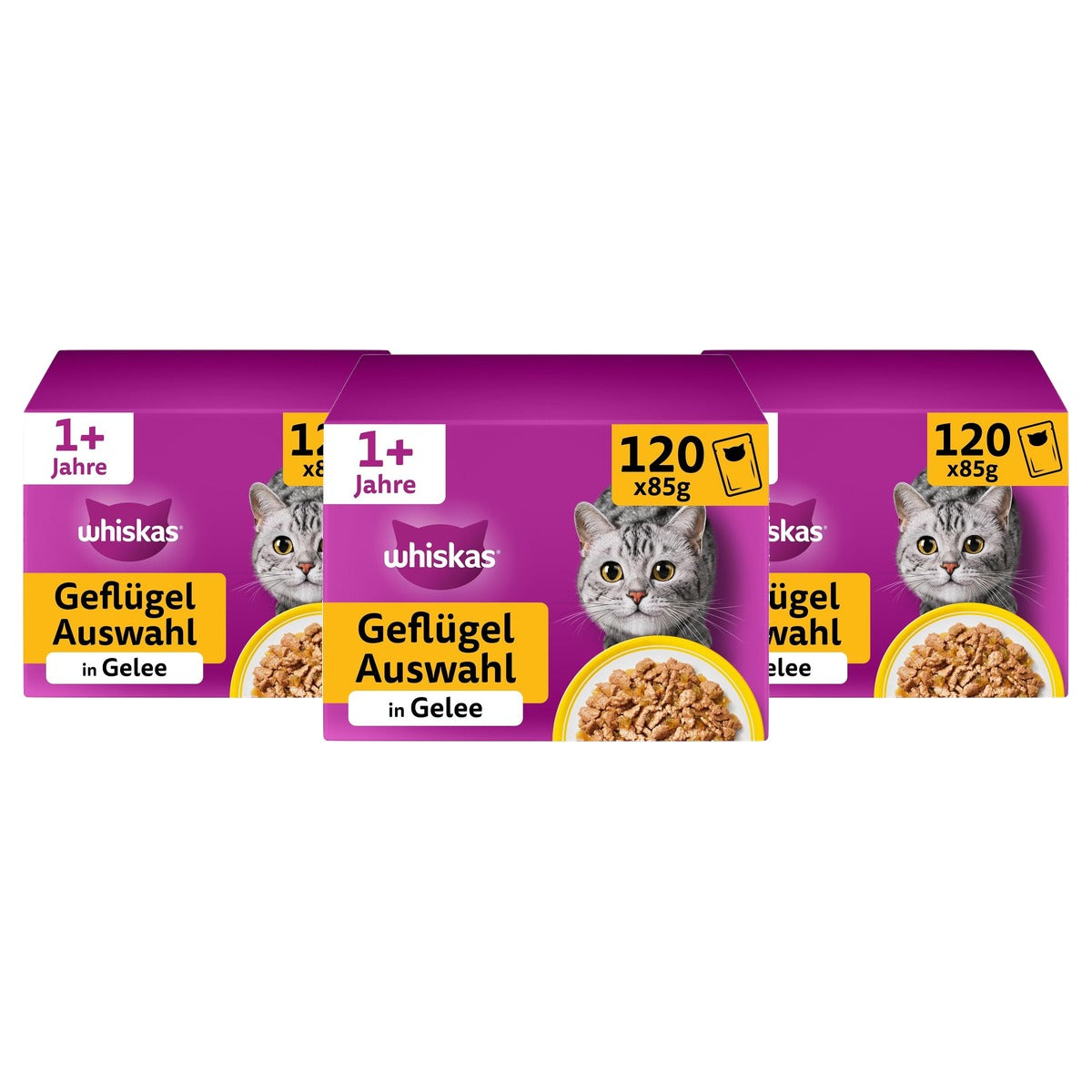 Whiskas natvoer kattenvoer gevogelte selectie 120 x 85 g - 3-pack