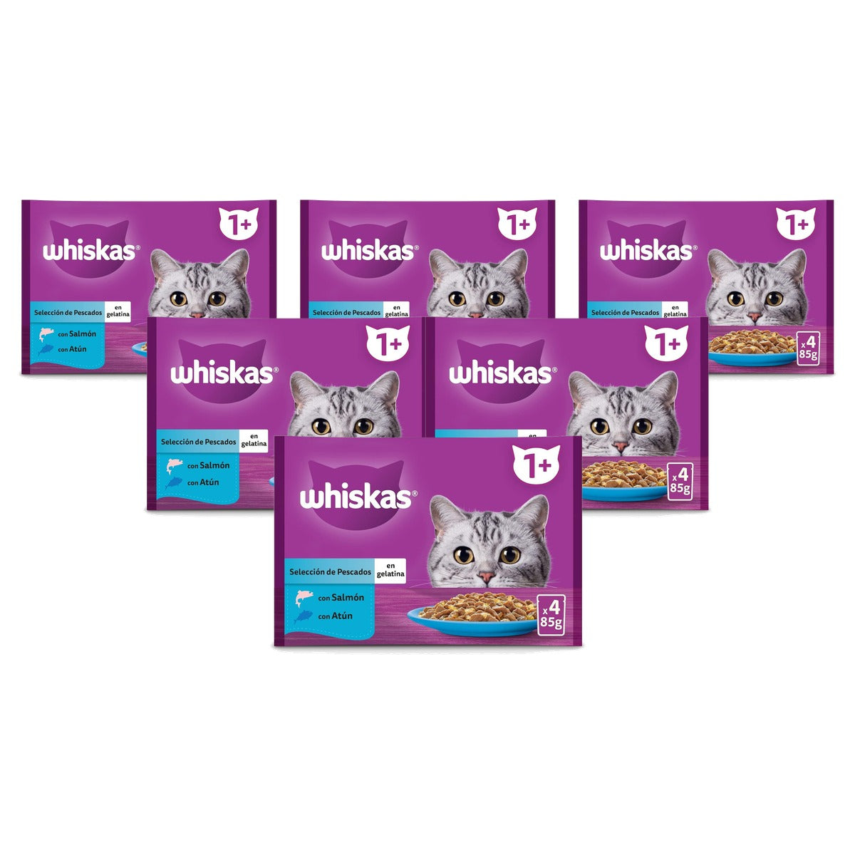 Whiskas natvoer kattenvoer visselectie 4 x 85 g - 6-pack