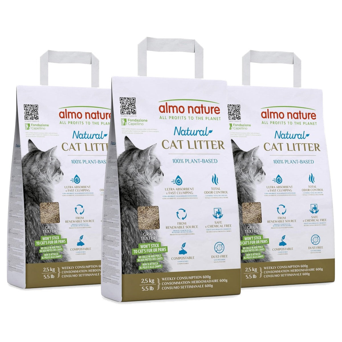 Almo Nature Cat Litter Grain Textuur Kattenbakvulling - 3-pack