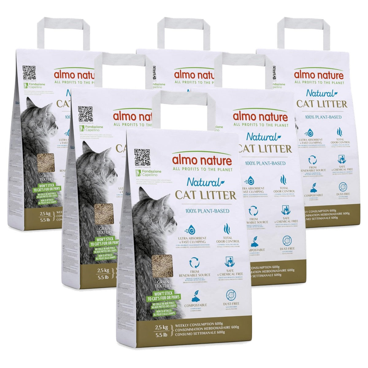 Almo Nature Cat Litter Grain Textuur Kattenbakvulling - 6-pack