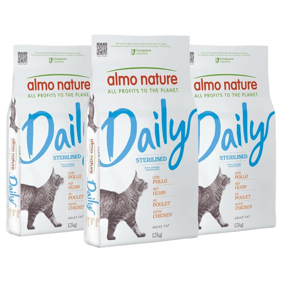Almo Nature Daily Sterilised Droogvoer voor Katten Kip 12 kg - 3-pack