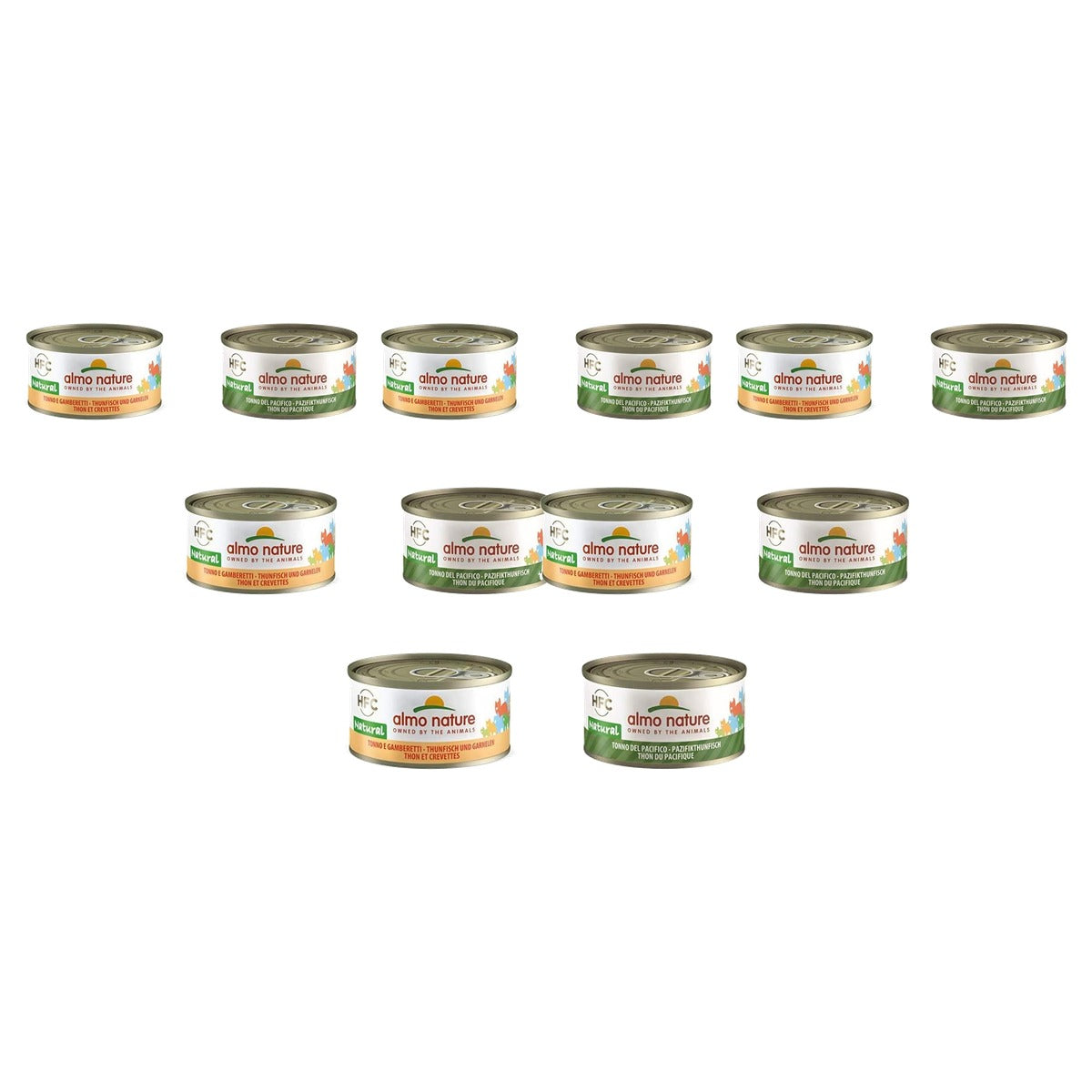 Almo Nature HFC Natural Kattenvoer Tonijn en Garnalen & Pacifische Tonijn 24 x 70 g - 6-pack