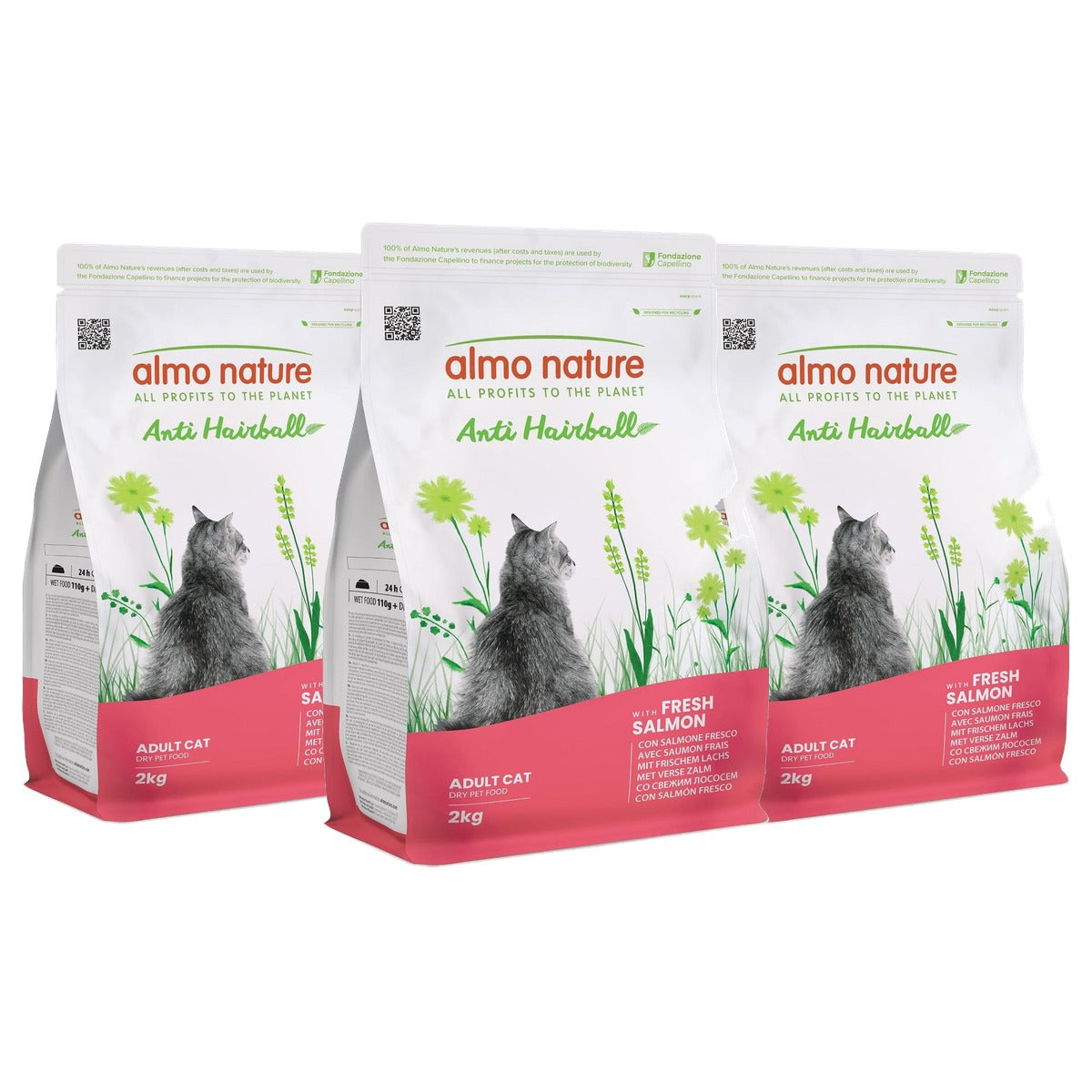 Almo Nature Anti-hairball Droogvoer voor Katten Verse Zalm 2 kg - 3-pack