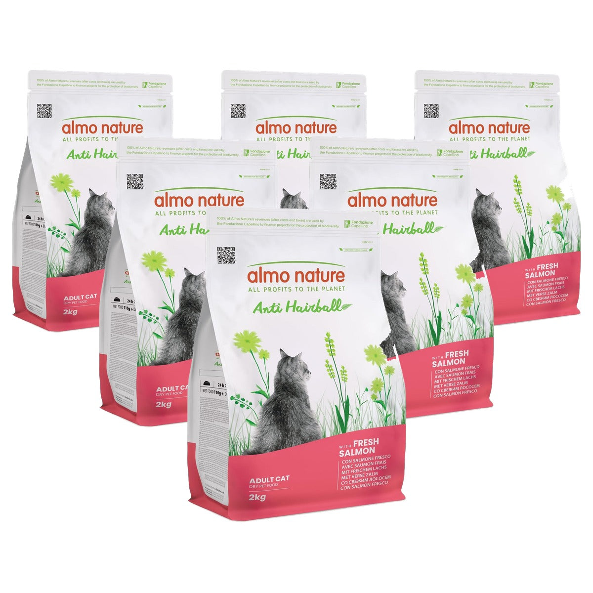 Almo Nature Anti-hairball Droogvoer voor Katten Verse Zalm 2 kg - 6-pack