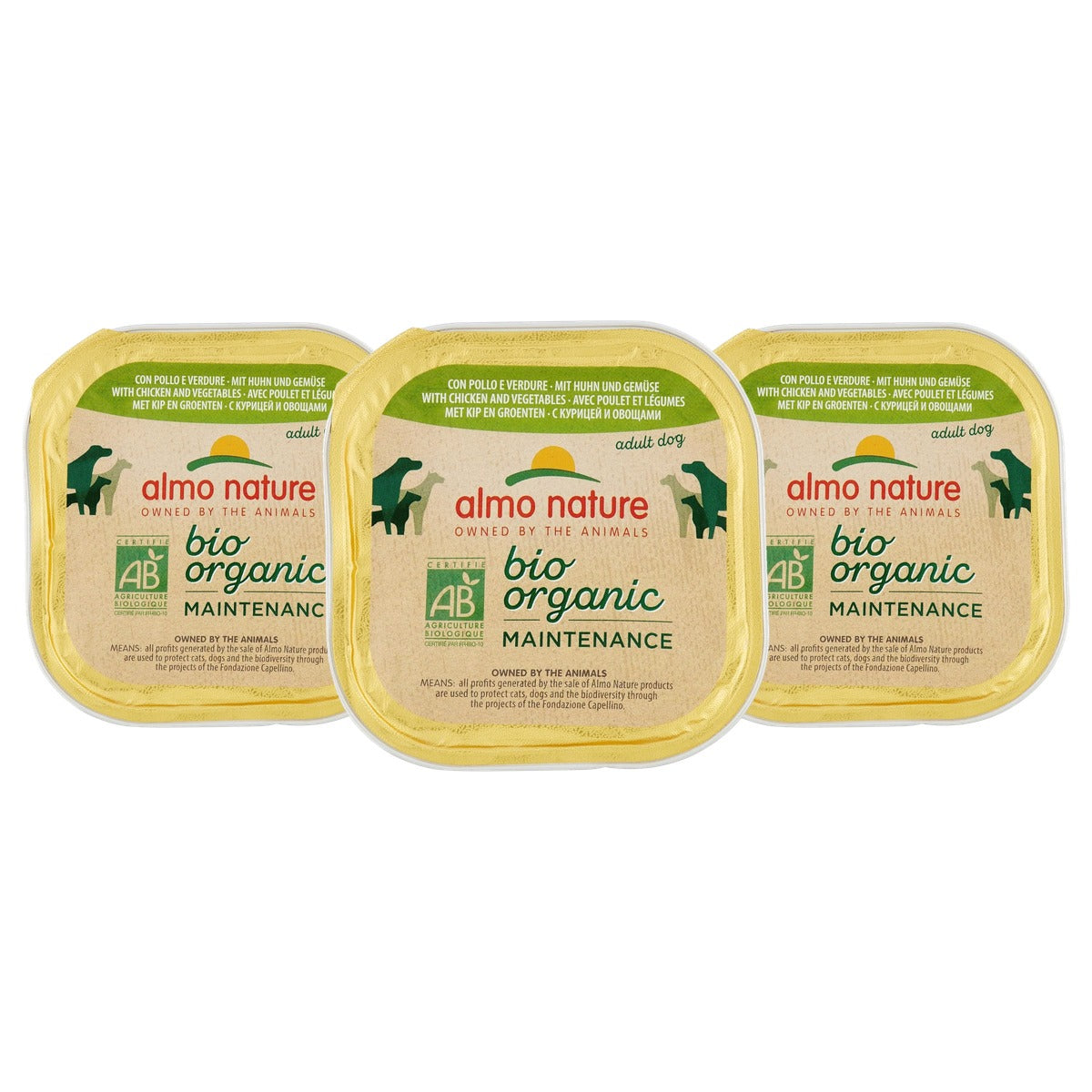Almo Nature Bio Organic Maintenance Natvoer voor Honden met Kip en Groenten 9 x 300 g - 3-pack