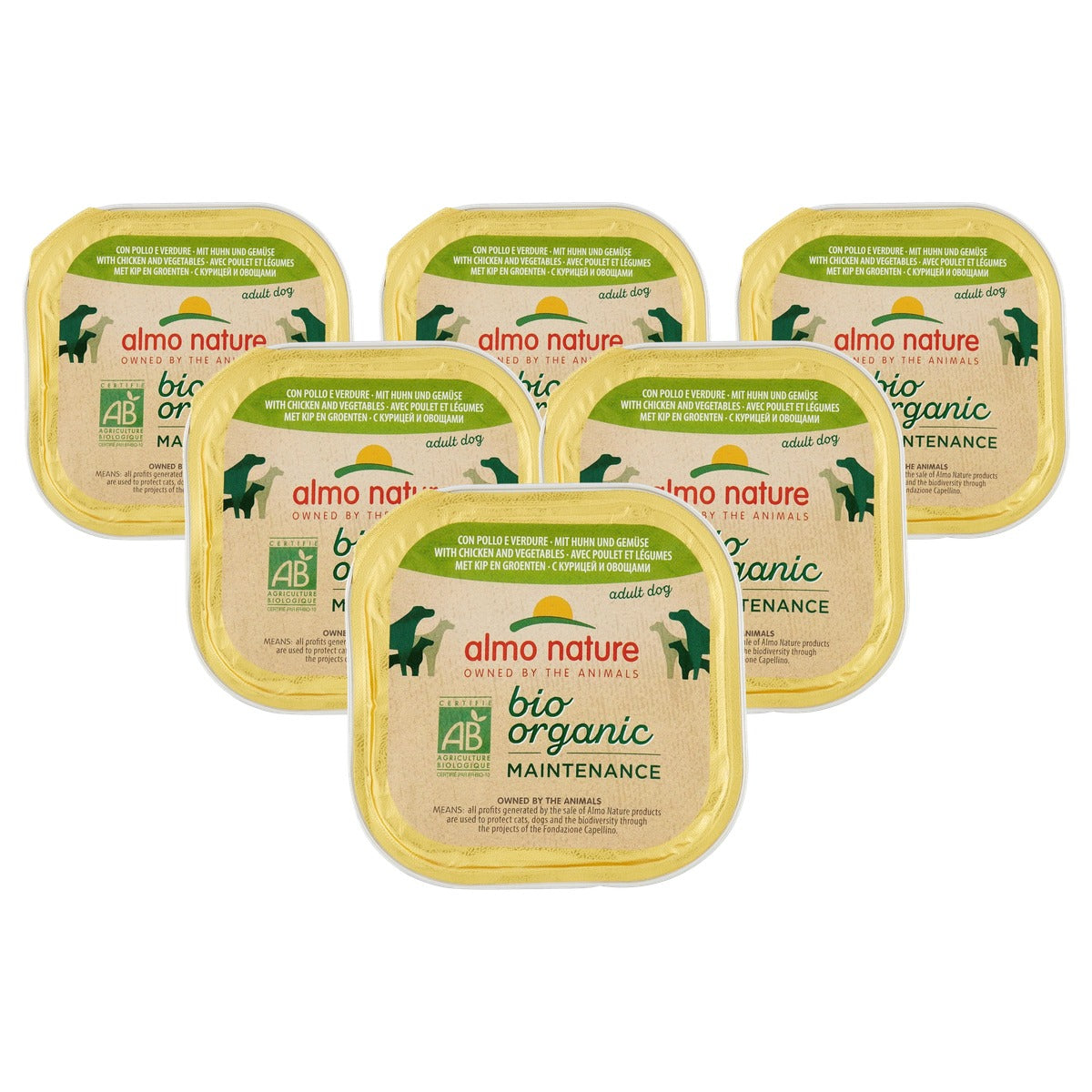 Almo Nature Bio Organic Maintenance Natvoer voor Honden met Kip en Groenten 9 x 300 g - 6-pack