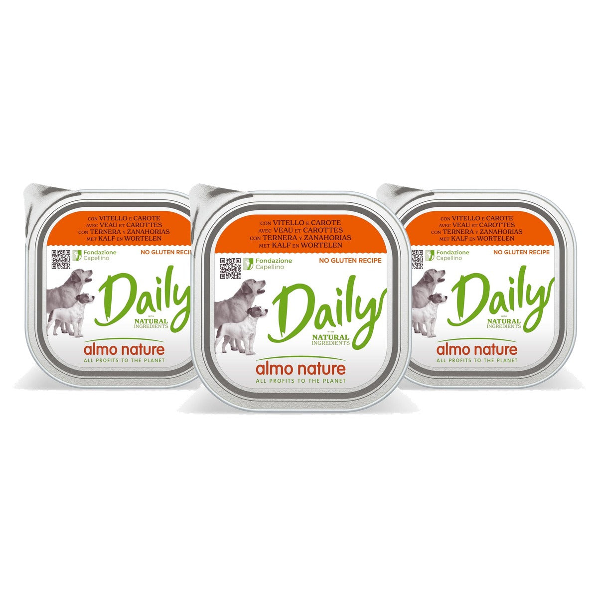 Almo Nature Daily Natvoer voor Honden Kalf en Wortelen 9 x 300 g - 3-pack
