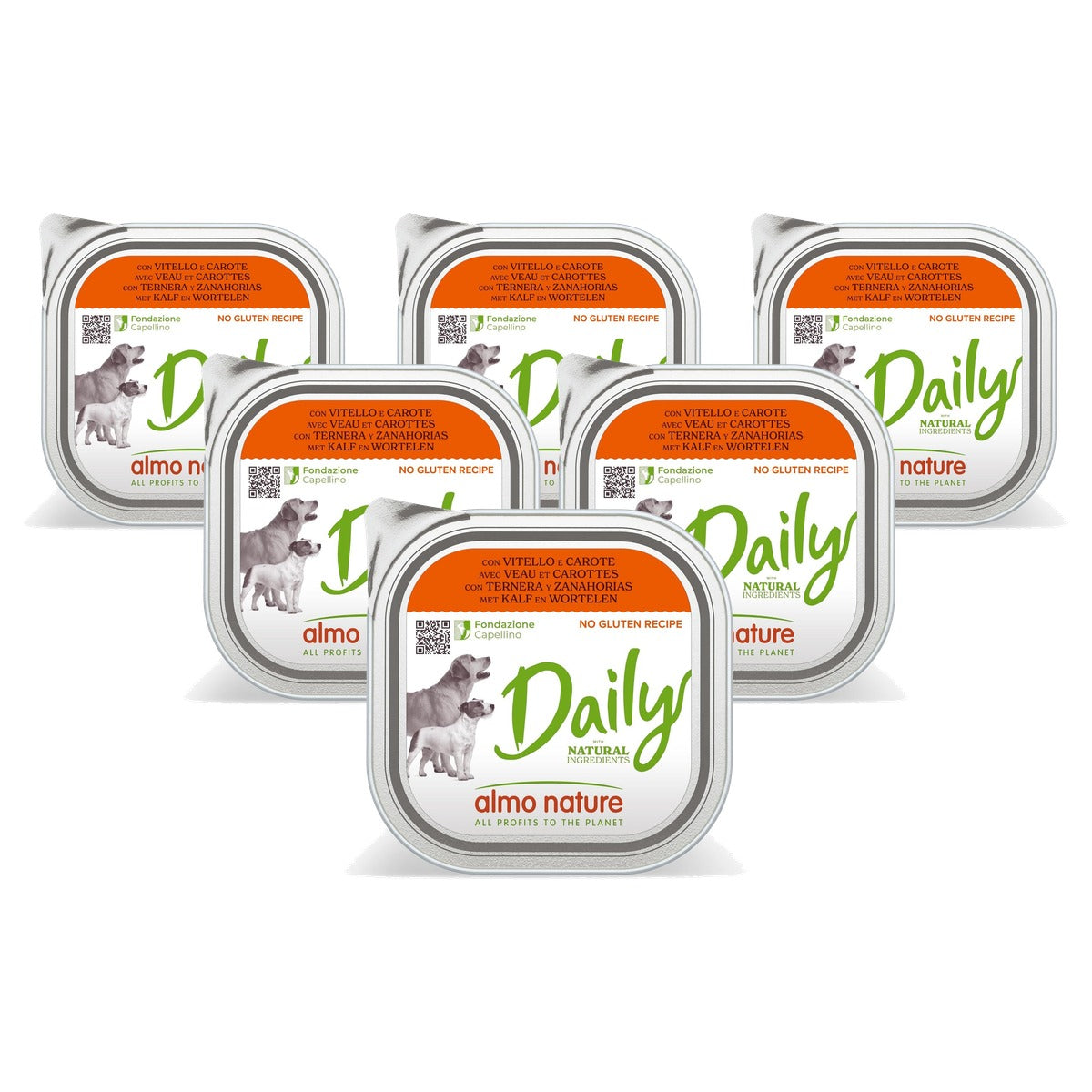 Almo Nature Daily Natvoer voor Honden Kalf en Wortelen 9 x 300 g - 6-pack