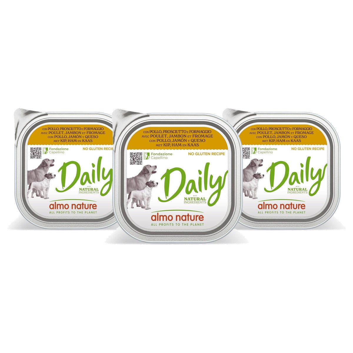 Almo Nature Daily Natvoer Hond Kip, Ham en Kaas 9 x 300 g - 3-pack