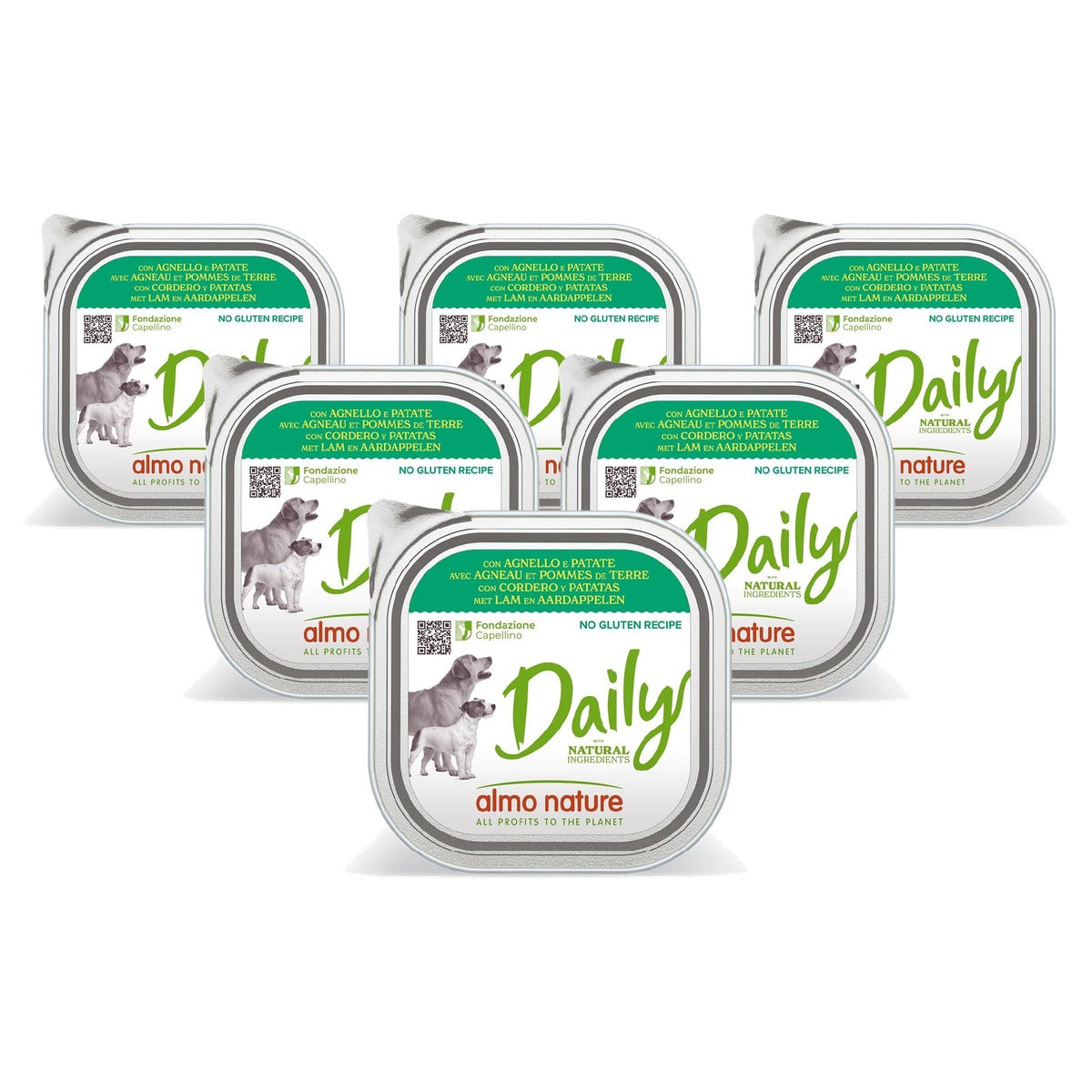 Almo Nature Daily Natvoer voor Honden met Lam en Aardappelen 9 x 300 g - 6-pack