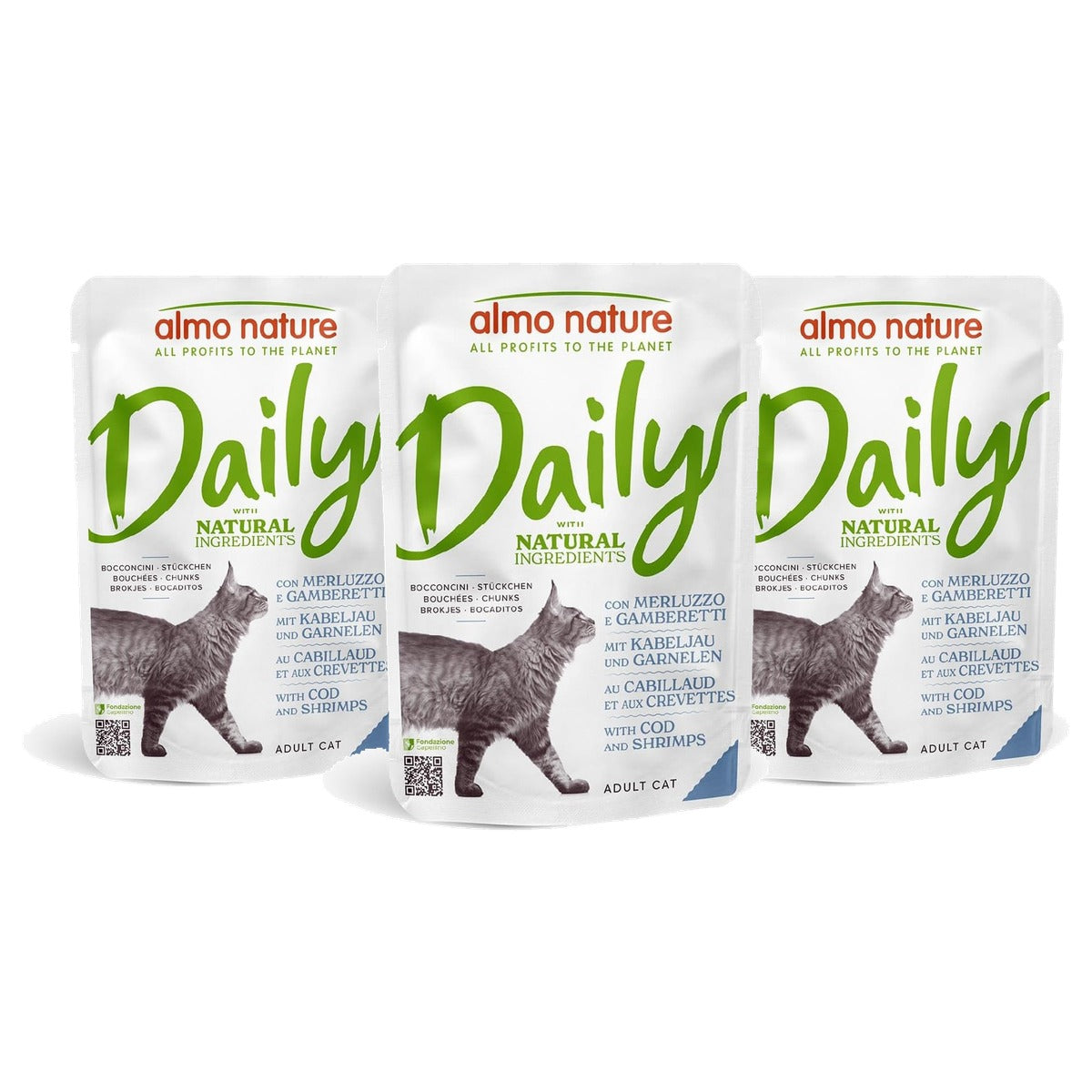Almo Nature Daily Natvoer Kat Kabeljauw en Garnalen 30 x 70 g - 3-pack