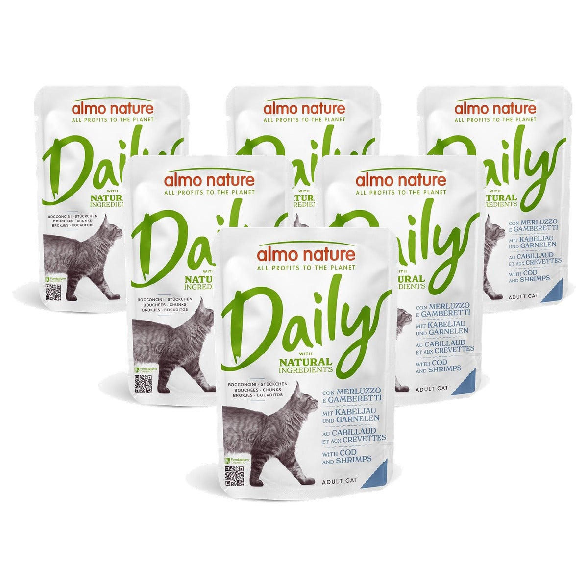 Almo Nature Daily Natvoer Kat Kabeljauw en Garnalen 30 x 70 g - 6-pack