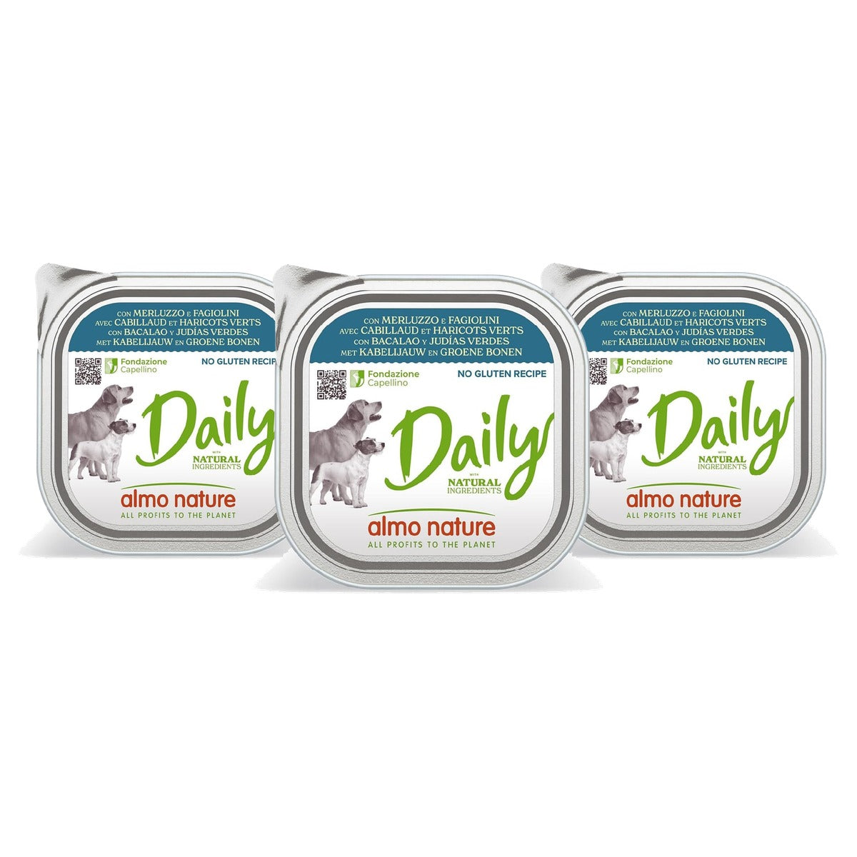 Almo Nature Daily Natvoer Hond Kabeljauw en Tuinbonen 300 g - 3-pack