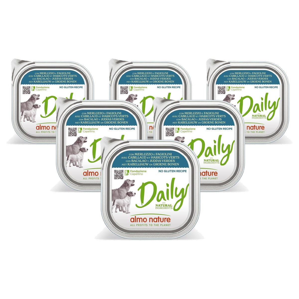 Almo Nature Daily Natvoer Hond Kabeljauw en Tuinbonen 300 g - 6-pack