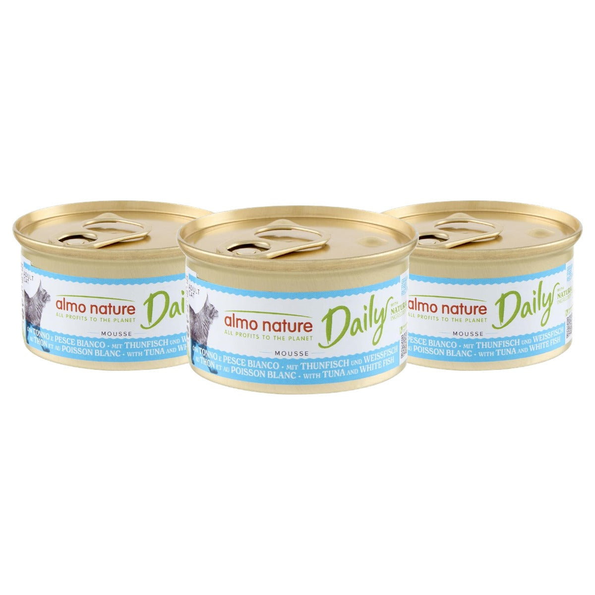 Almo Nature Daily Natvoer voor Volwassen Katten Mousse Tonijn 85 g - 3-pack
