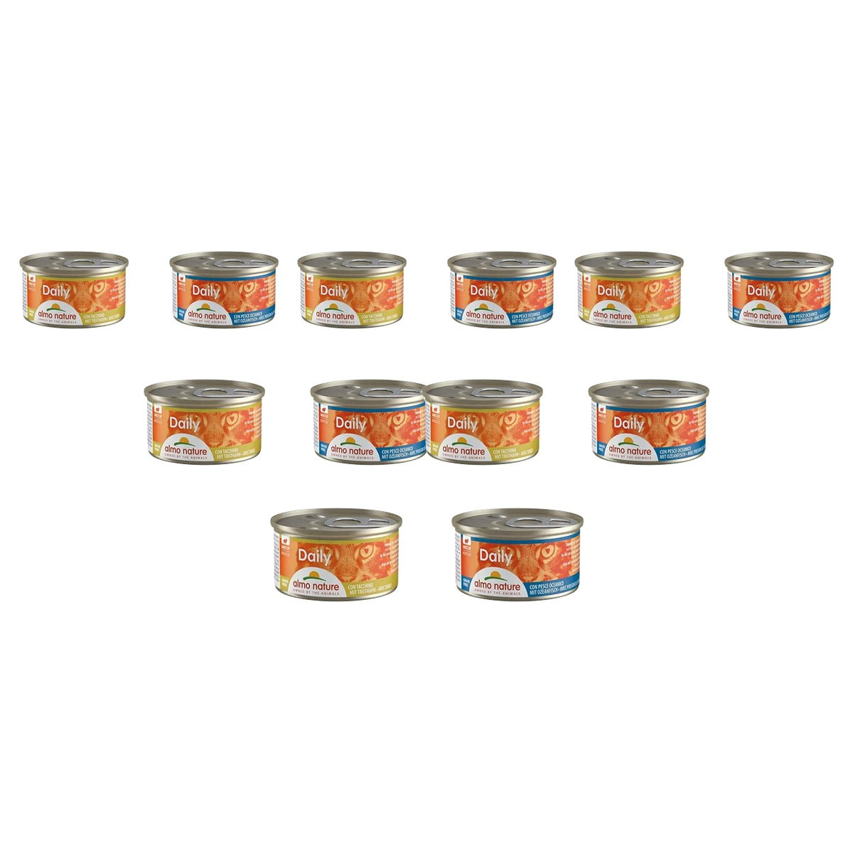 Almo Nature Daily Mousse Kalkoen 24 x 85 g en Oceaanvis 24 x 85 g - 6-pack