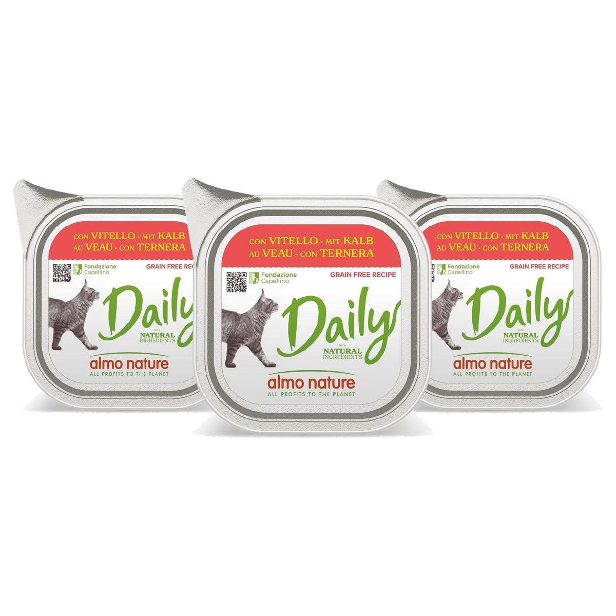 Almo Nature Daily Natvoer Volwassen Katten Kalf 32 x 100 g - 3-pack