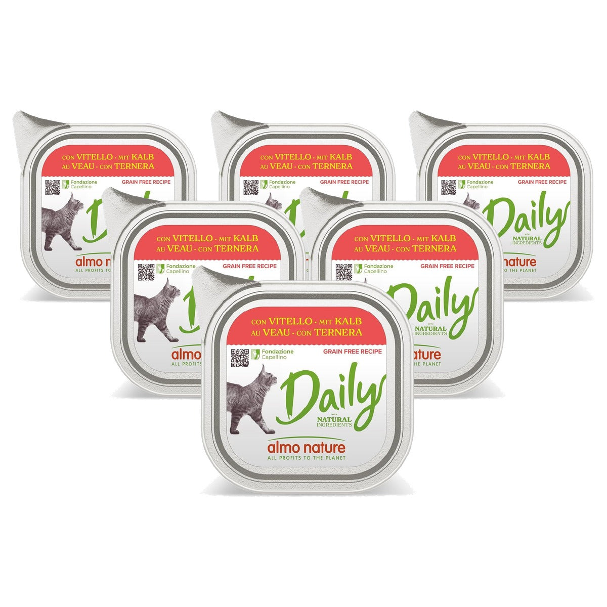 Almo Nature Daily Natvoer Volwassen Katten Kalf 32 x 100 g - 6-pack