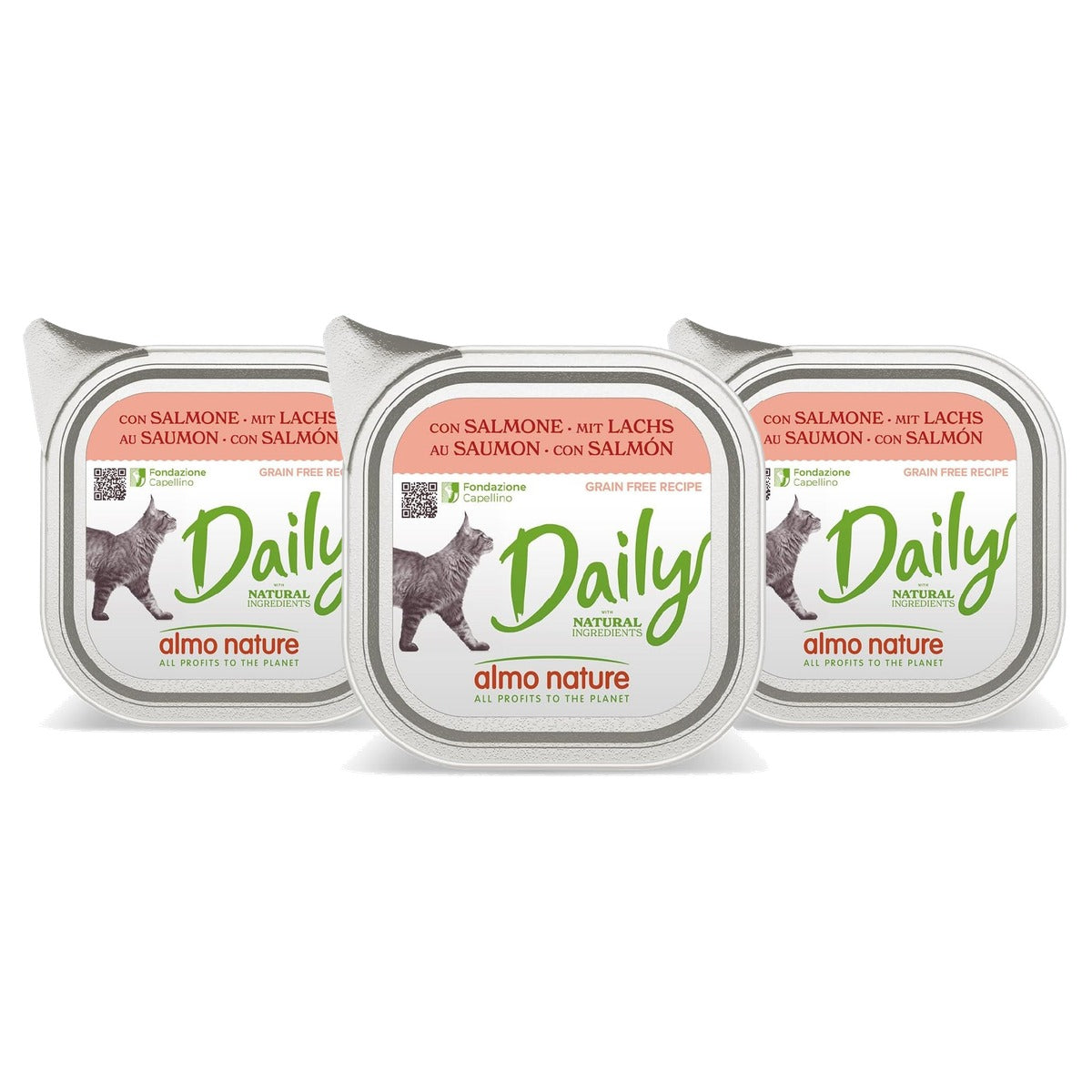 Almo Nature Daily Natvoer Volwassen Katten Zalm 32 x 100 g - 3-pack