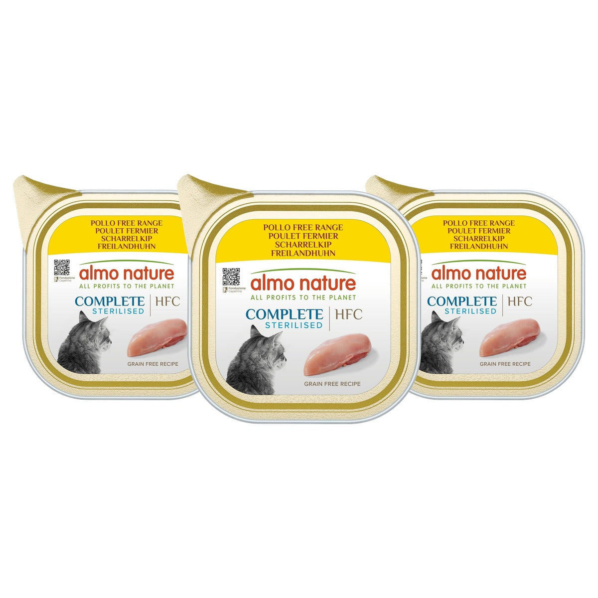 Almo Nature HFC Complete Sterilised Natvoer voor Gesteriliseerde Katten Vrije-Uitloopkip 17 x 85 g - 3-pack