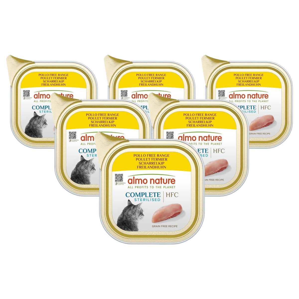 Almo Nature HFC Complete Sterilised Natvoer voor Gesteriliseerde Katten Vrije-Uitloopkip 17 x 85 g - 6-pack