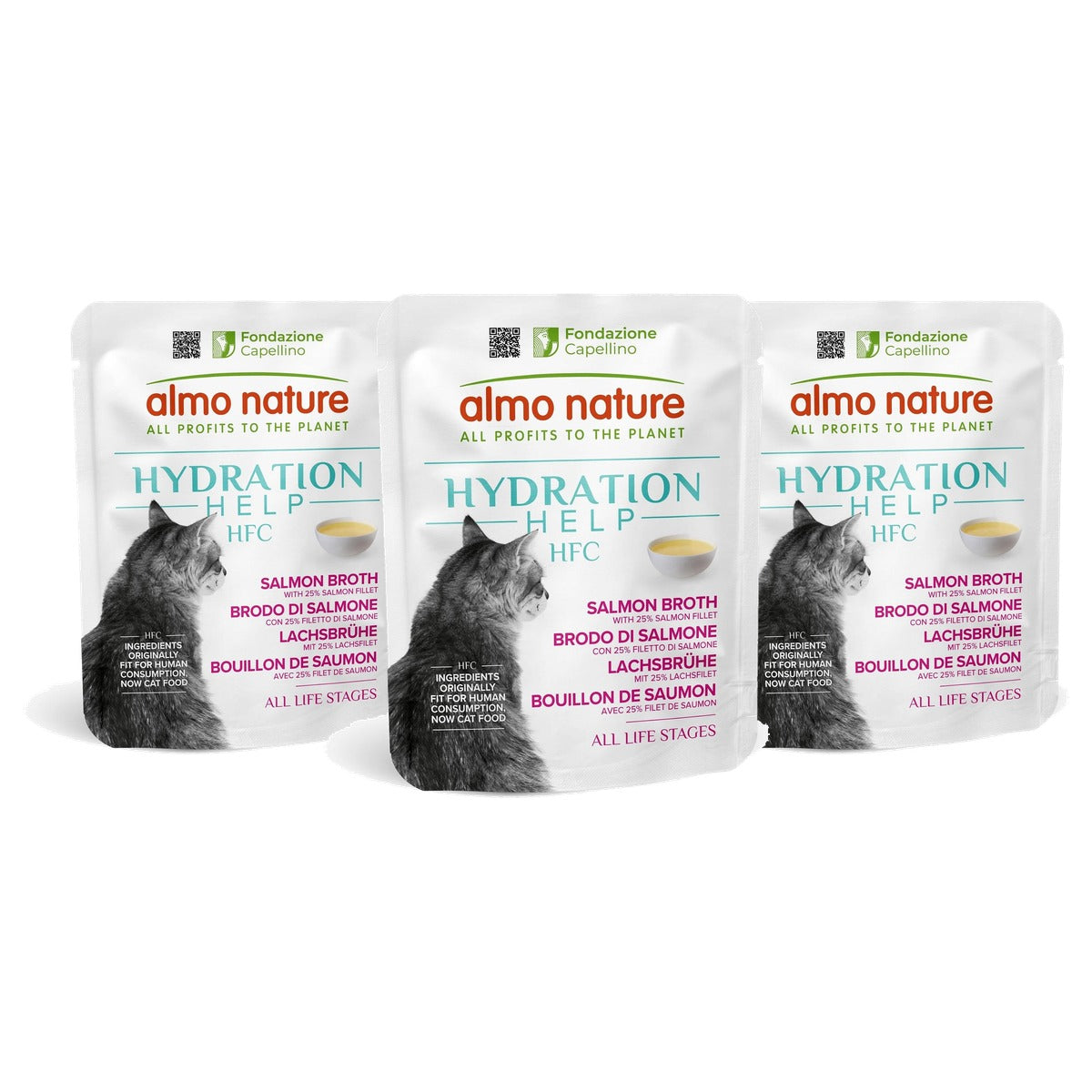 Almo Nature HFC Hydration Help Natvoer Zalmbouillon en Zalmfilet 24 x 50 g - 3-pack
