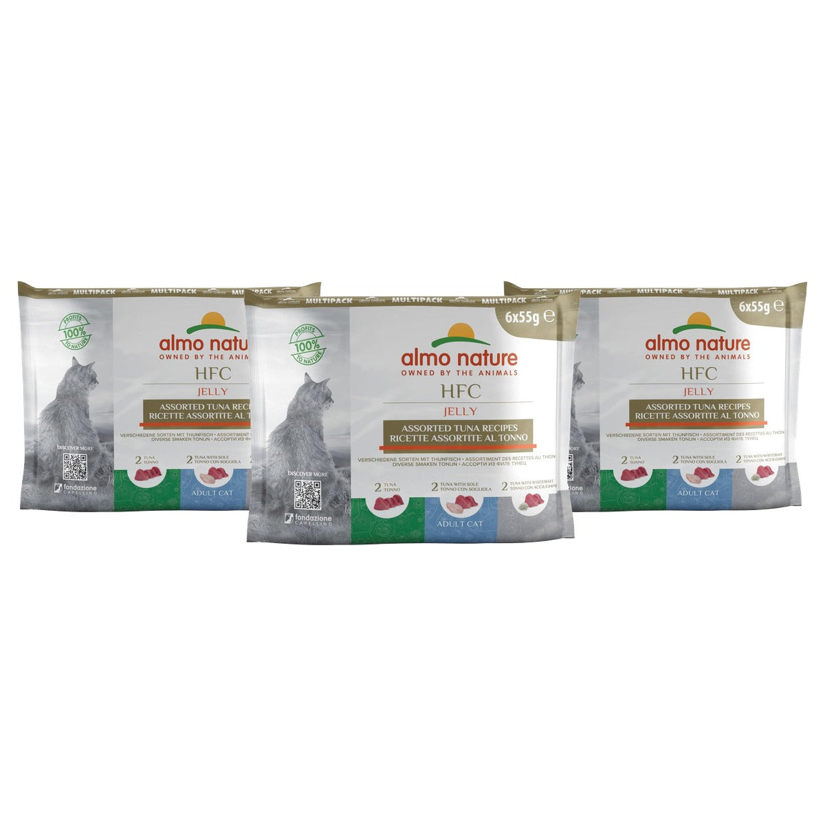 Almo Nature HFC Jelly Multipack Kattenvoer 3 Soorten Tonijn 6 x 55 g - 3-pack
