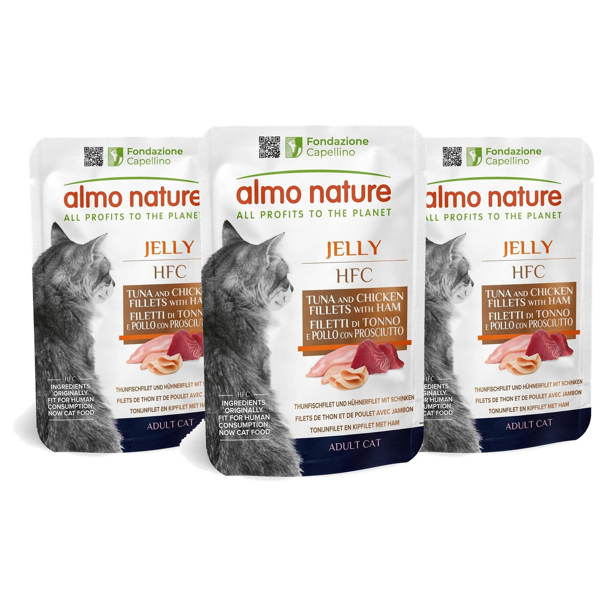 Almo Nature HFC Jelly Natvoer Tonijnfilet en Kippenfilet met Ham 24 x 55 g - 3-pack