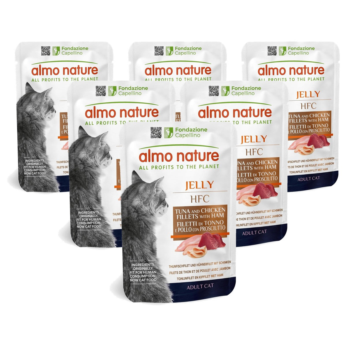 Almo Nature HFC Jelly Natvoer Tonijnfilet en Kippenfilet met Ham 24 x 55 g - 6-pack