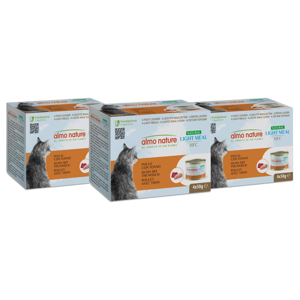 Almo Nature HFC Natural Light Meal Kip met Tonijn 4 x 50 g - 3-pack
