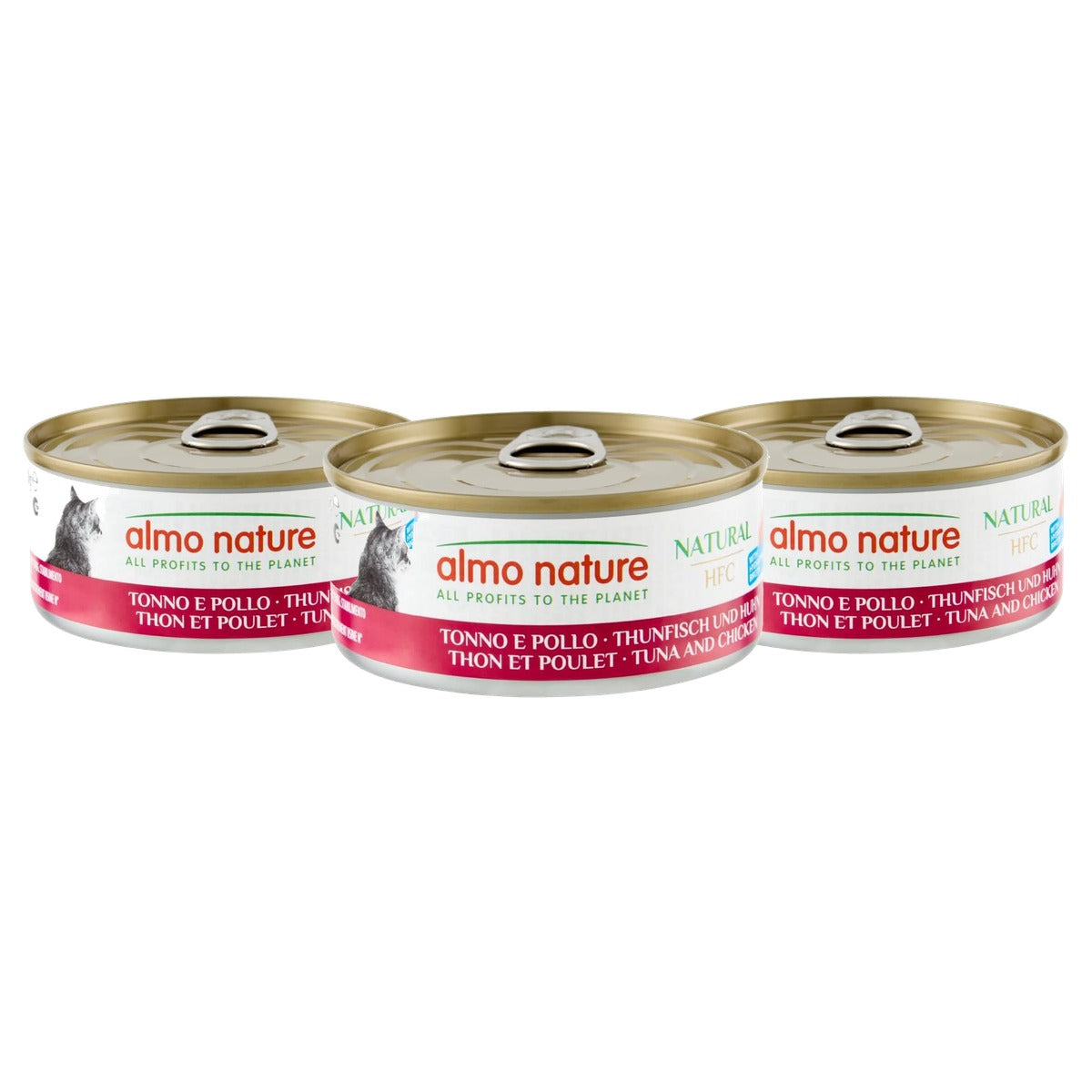 Almo Nature HFC Natural Natvoer voor Volwassen Katten Tonijn en Kip 24 x 150 g - 3-pack